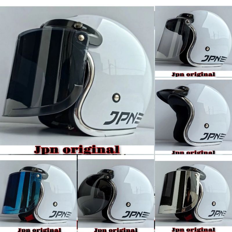 HELM JPN RETRO ARC WHITE GLOSY LIST CHROME ORIGINAL