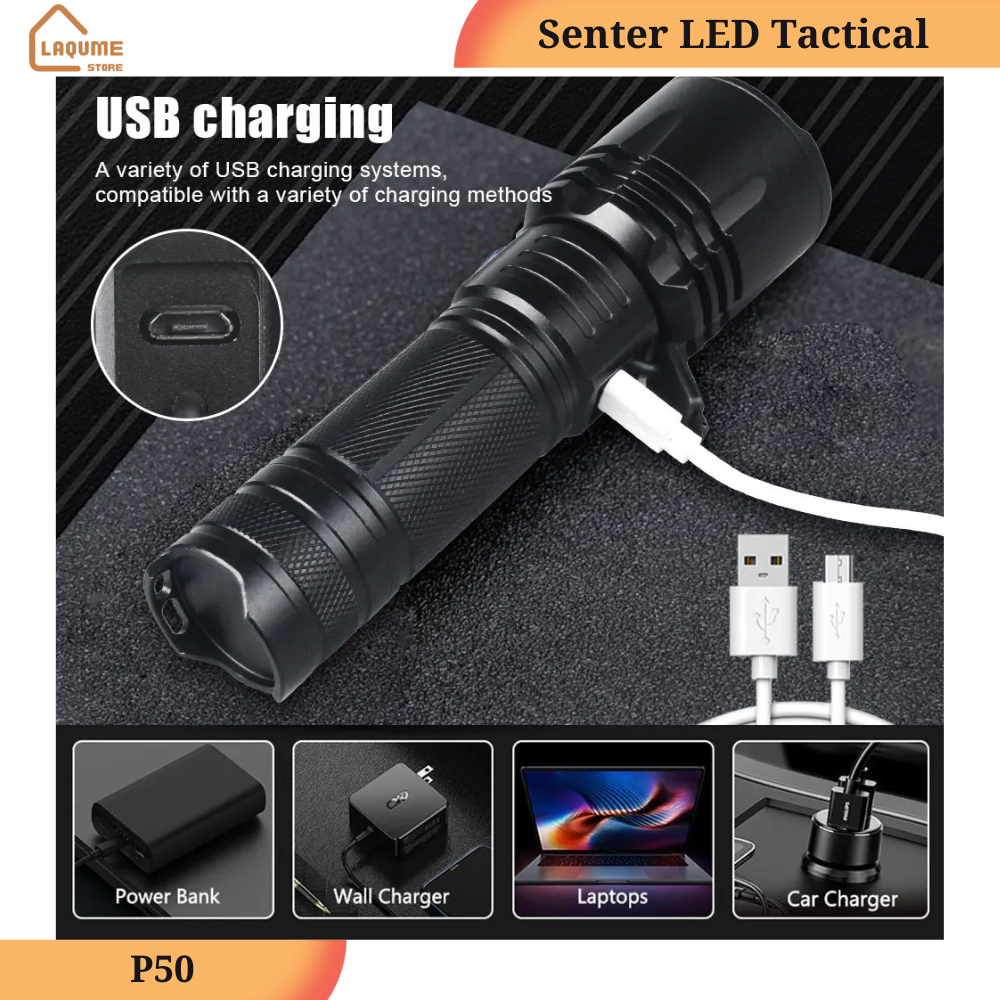 Senter LED Tactical Flashlight XHP50 1500 Lumens