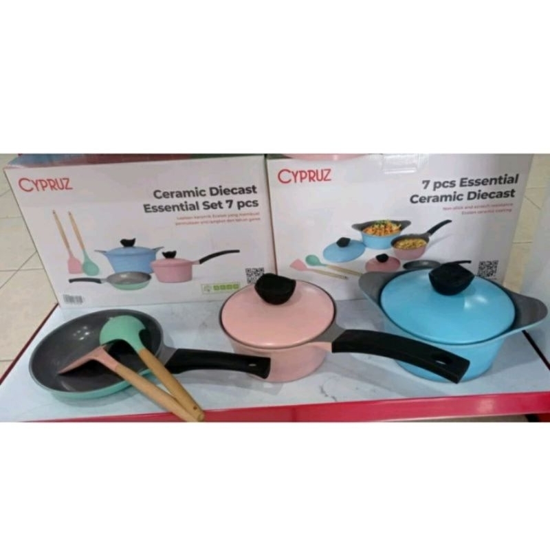 CYPRUZ PAN PANCI Set ceramic diecast non stick 7pcs anti lengket /Cypruz Pan Panci Set Ceramic Dieca