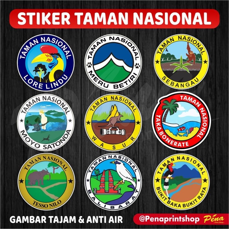 Stiker Taman Nasional Indonesia / Stiker Gunung Survival Adventure / Stiker Mountain Outdoor