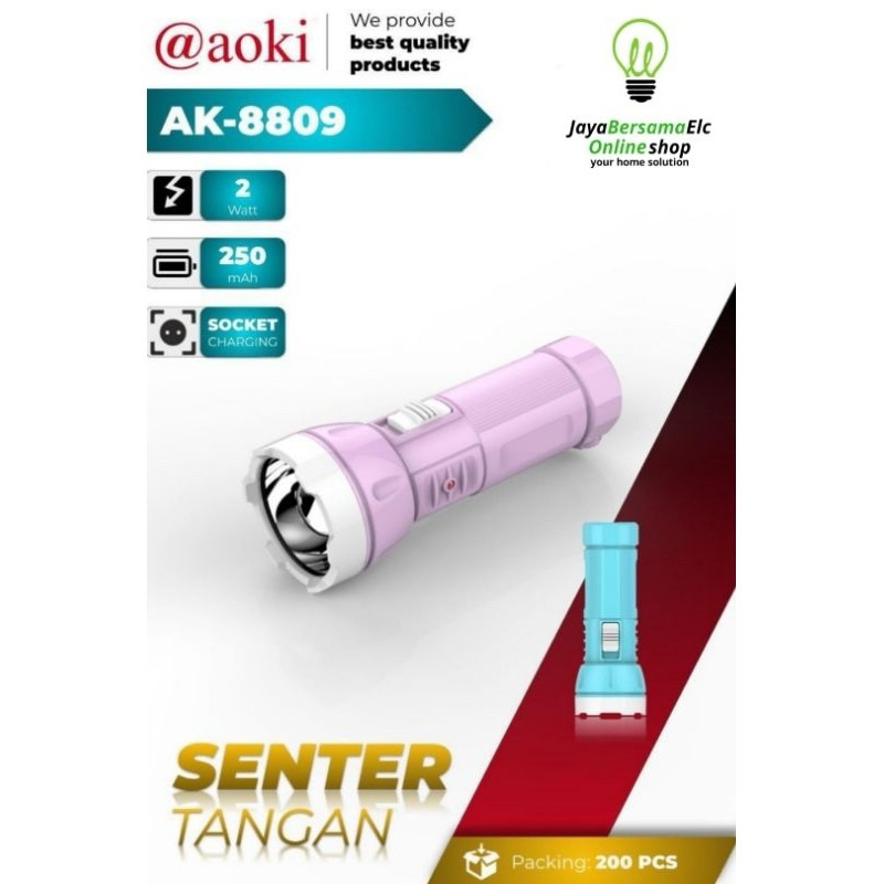 senter aoki 8809 senter tangan cemping sinar putih