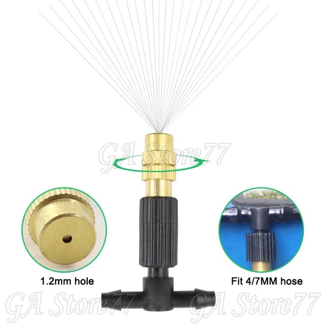 Nozzle Sprayer Kabut + Konektor Tee 4/6 mm Bahan Kuningan Untuk Sistem Pendingin Kandang Ayam Rumah 