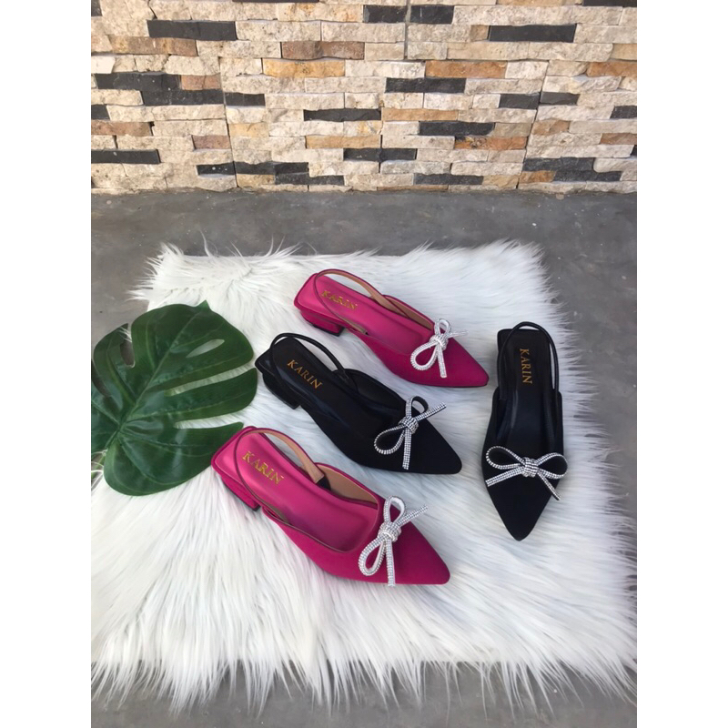 ( TB 308) Sepatu Flat wanita Clarin tali belakang tumit teplek 3cm