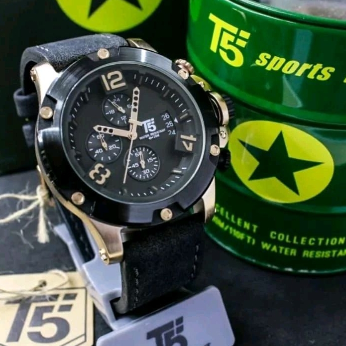 NEW T5 H3638G Original Cronograph Bergaransi Anti Air Free Box Dan Paper Bag