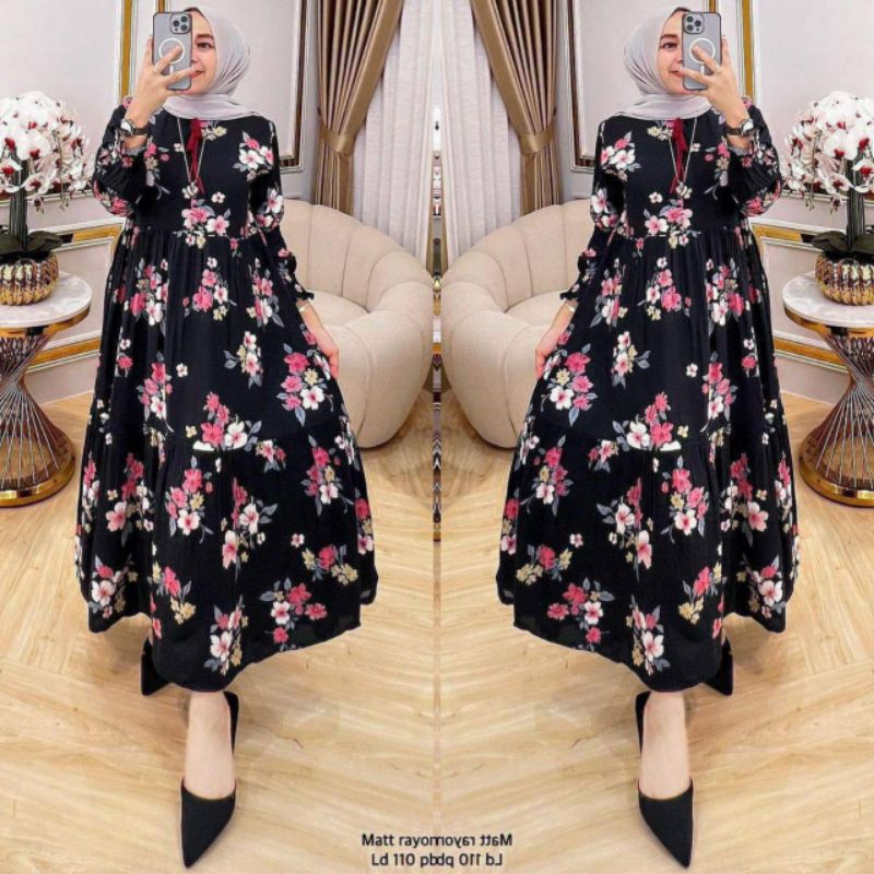 Ellisa Midi Dress//Dress Wanita Terbaru Kekinian 2024