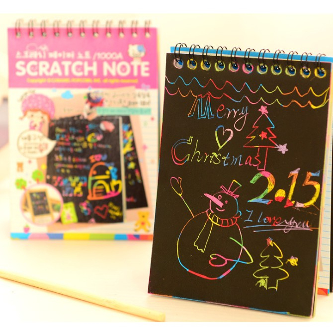 

SCRATCH NOTE Black Paper Graffiti DIY Coils Drawing Book Colorful Paper / Mini Notes Kecil Gesek