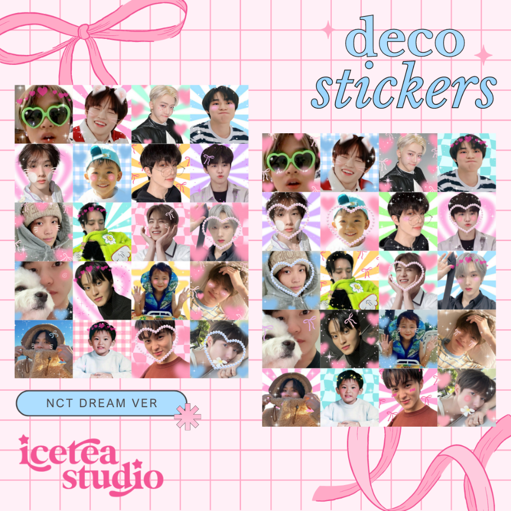 [NCT DREAM VER] deco mail sticker square coquette ribbon sparkle kpop tds mark renjun jeno haechan j
