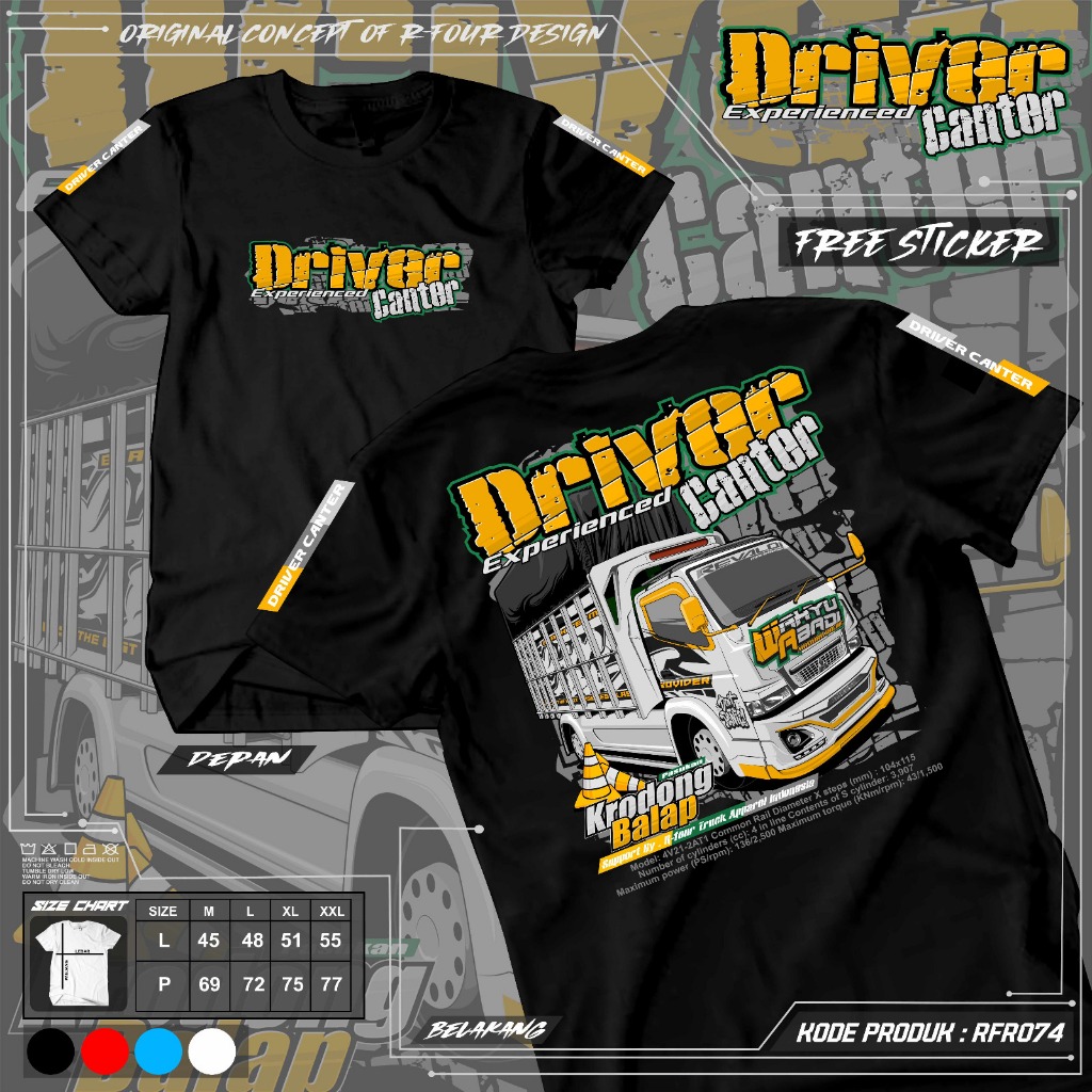 Kaos Truck Wahyu Abadi 02 RFR074 Free Sticker Lengan Pendek Katun Unisex