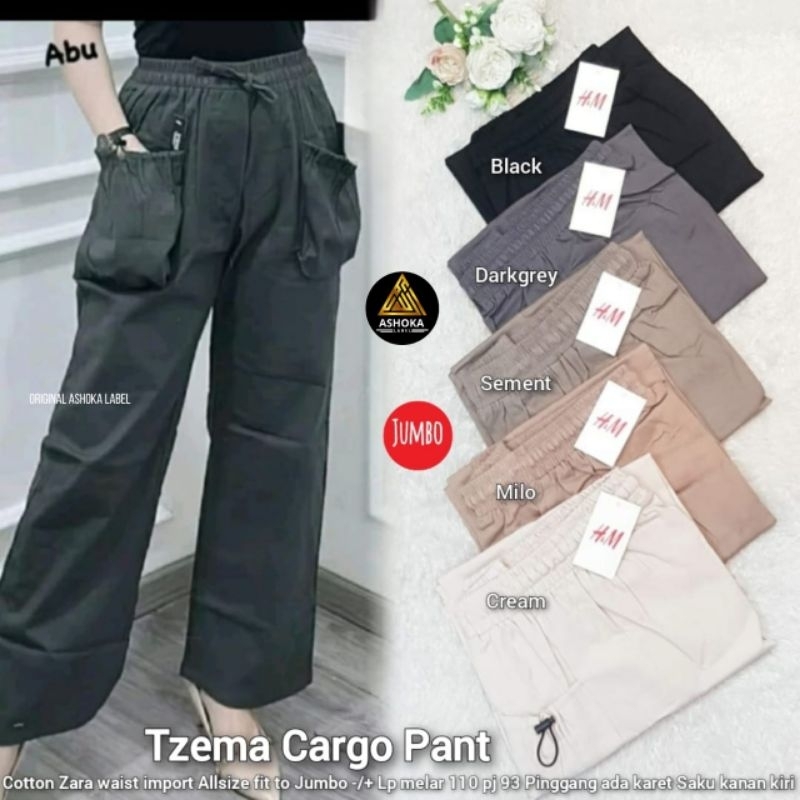 (COD) Tzema Cargo pants ORI ASHOKA/ celana panjang wanita/ standar jumbo