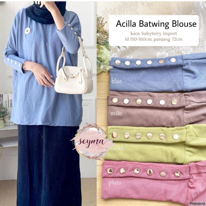 ATASAN BLOUSE BATWING WANITA JUMBO/ACILLA/BLOUSE WANITA KAOS BABYTERRY IMPORT JUMBO LD 160 CM FIT XX