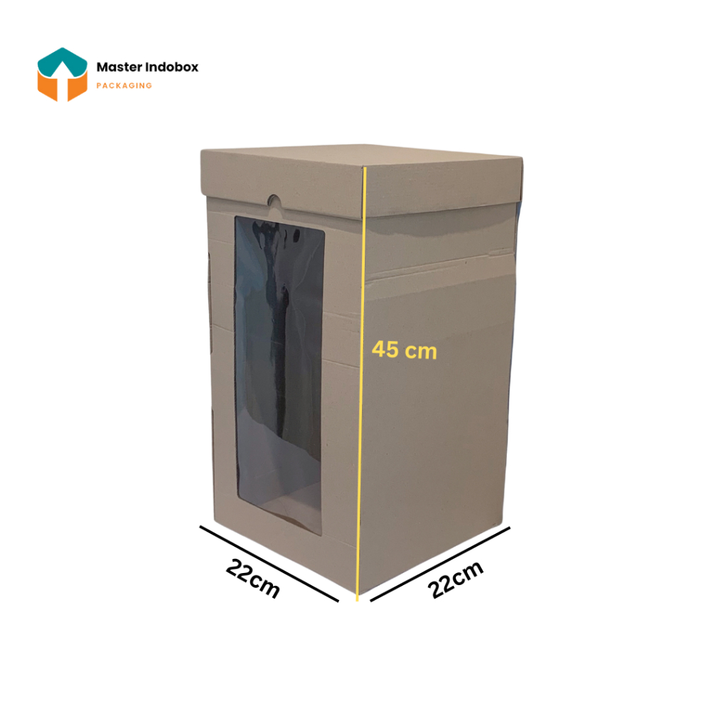 

EFLUTE Dus Kotak Box Tart Cake Tinggi 22x22x45 | Dus Box Kotak Kue Tart Tinggi Tutup Pisah