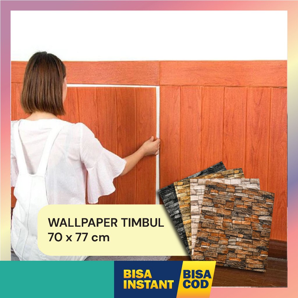Wallpaper Dinding 3D Kamar | Wallfoam Foam Timbul Bata Motif 70 x 77 cm