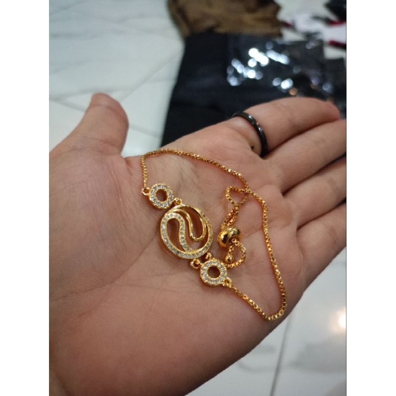 gelang serut titanium wanita xuping lapis emas