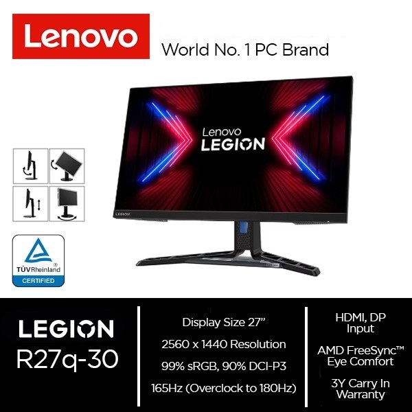Lenovo Monitor Legion R27q-30 | 27" IPS 165Hz QHD