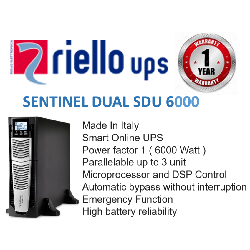 UPS Riello Tipe Sentinel Dual SDU 6000 / UPS RIello Sentinel Dual 6 Kva / Smart online UPS 6 KVA