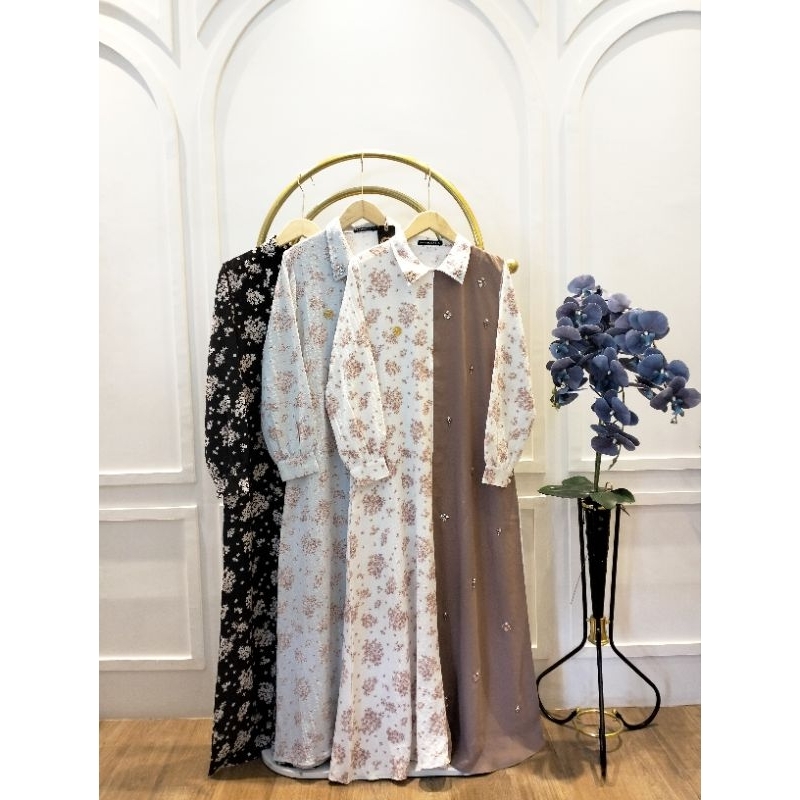 NOURA dress Marema Zalifa,gamis marema zalifa,dress bunga bunga,gamis remaja,dress wanita