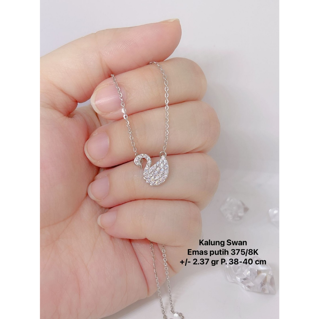 Kalung Swan Emas Putih 375 Kadar 8K