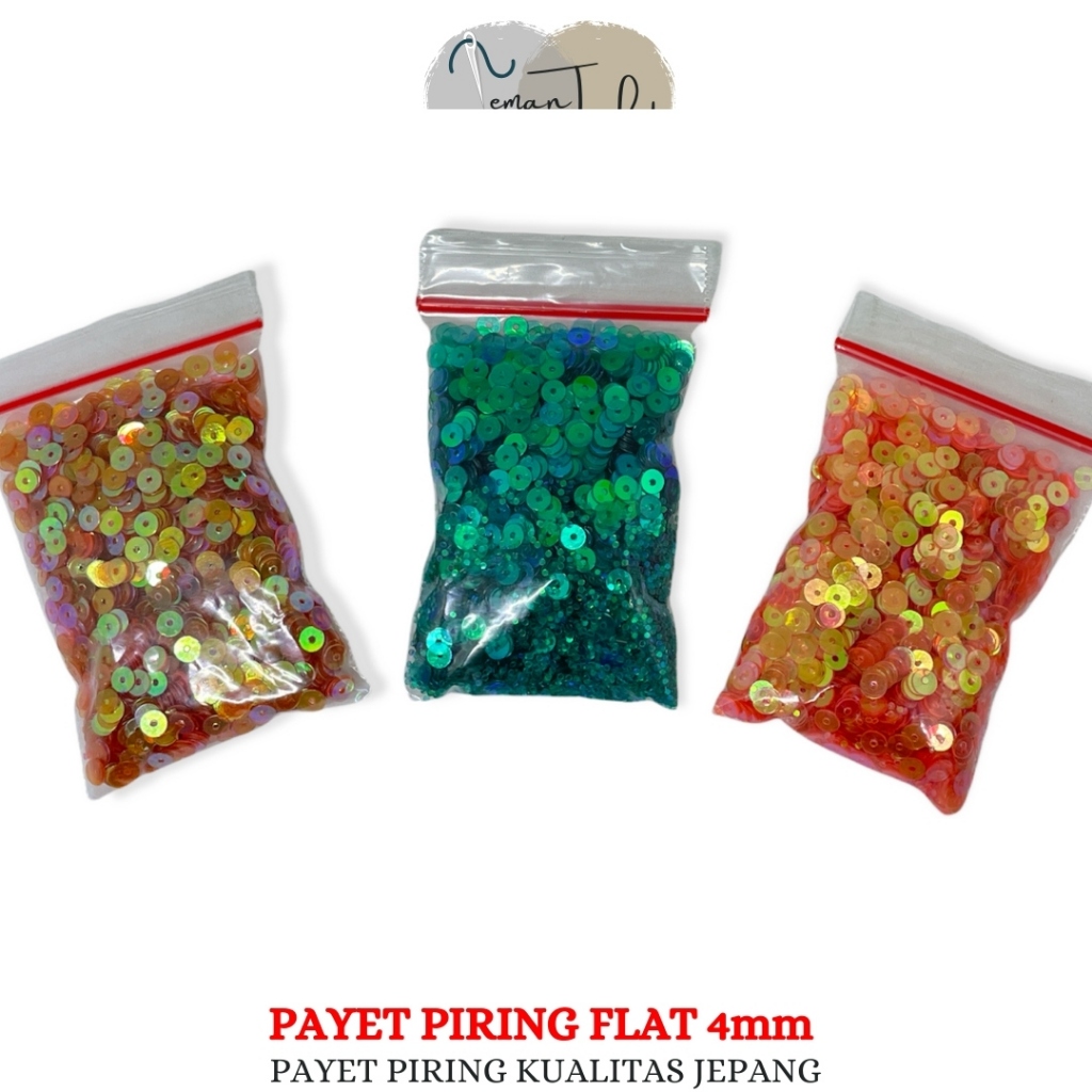 Payet piring datar 4mm PREMIUM per 15gram / Payet Remboci Piring Flat/ Payet Piring Jepang
