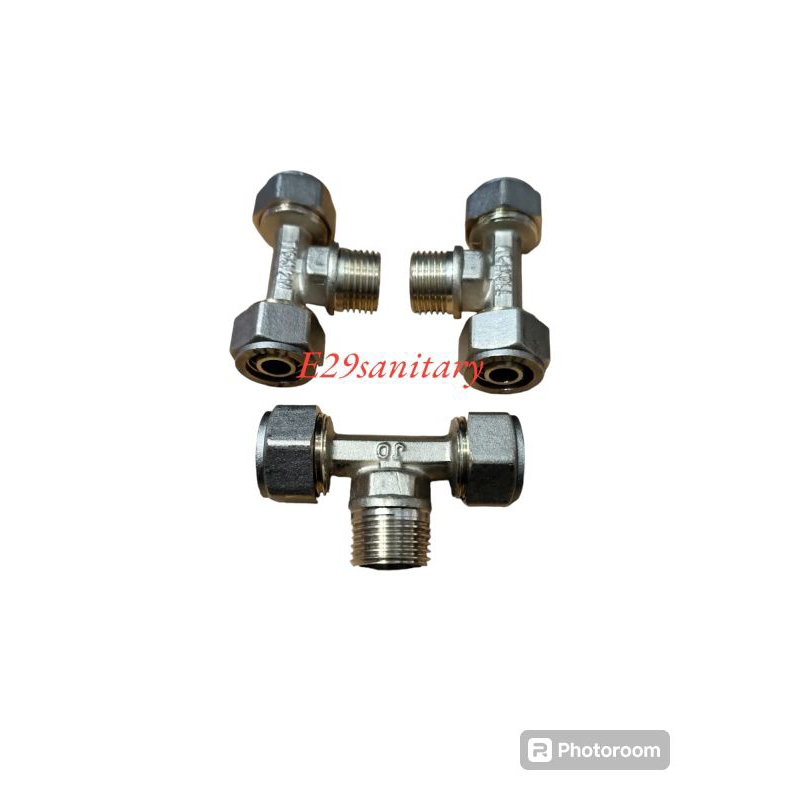 T DRAT *LUAR Sambungan Air Panas TEE DRAT *LUAR Kuningan Asli 1/2 inch