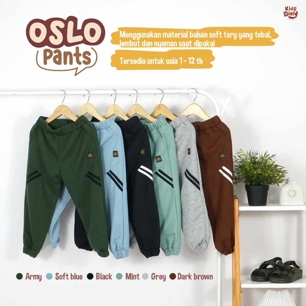 Kids Diary Plus - Celana Panjang Anak Laki-Laki Perempuan Unisex Oslo Pants 1-12 Tahun Celana Casual