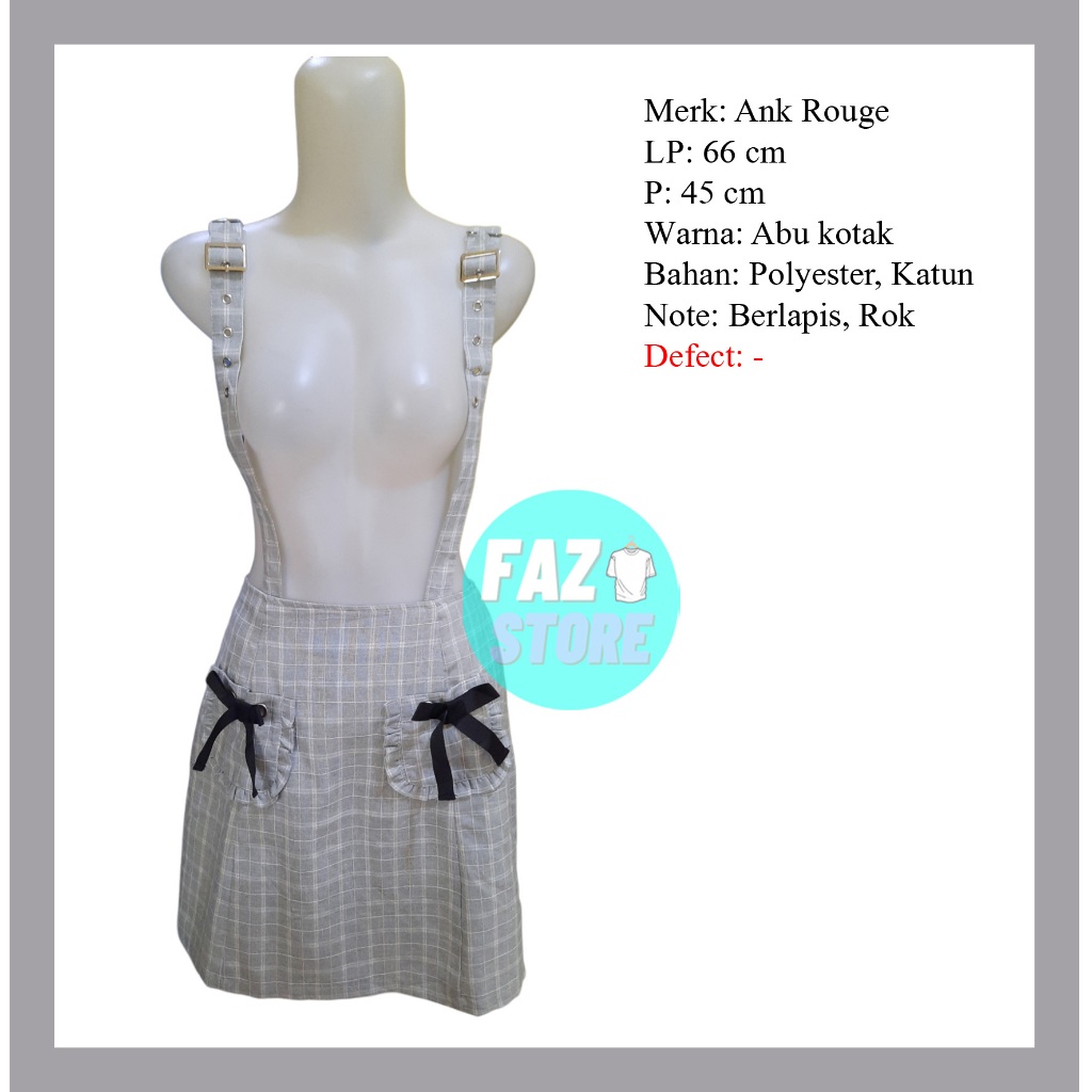 Rok Jumpsuit Baju Kodok Wanita Abu-abu Kotak Ank Rouge 108