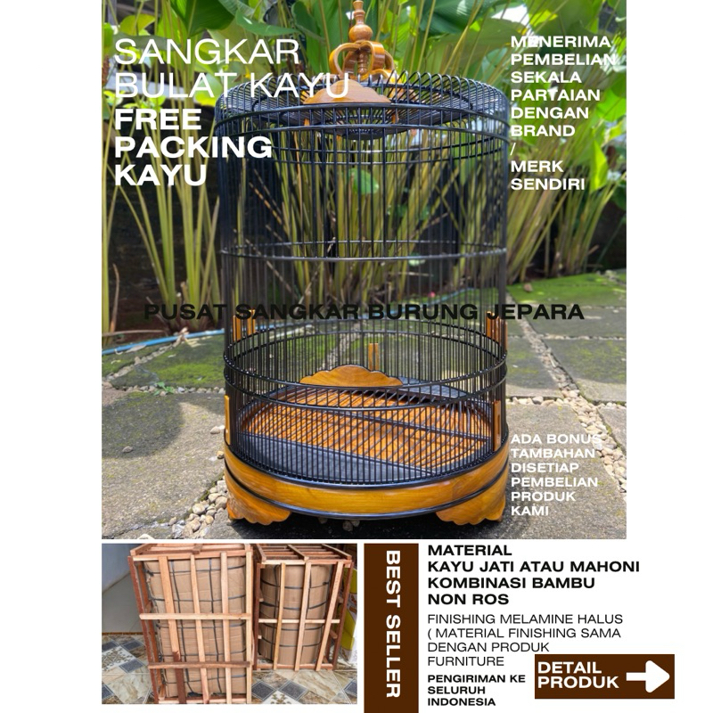 sangkar murai kayu jati solid berkualitas mewah pisat sangkar burung jepara sangkar murai no 2 sangk