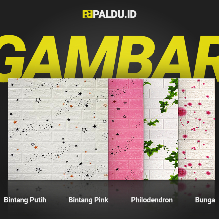 Paldu ID - WALLPAPER STIKER 70cm x 15cm  / WALLPAPER STIKER 30cm x 35cm Motif Gambar 3D Foam Aesthet