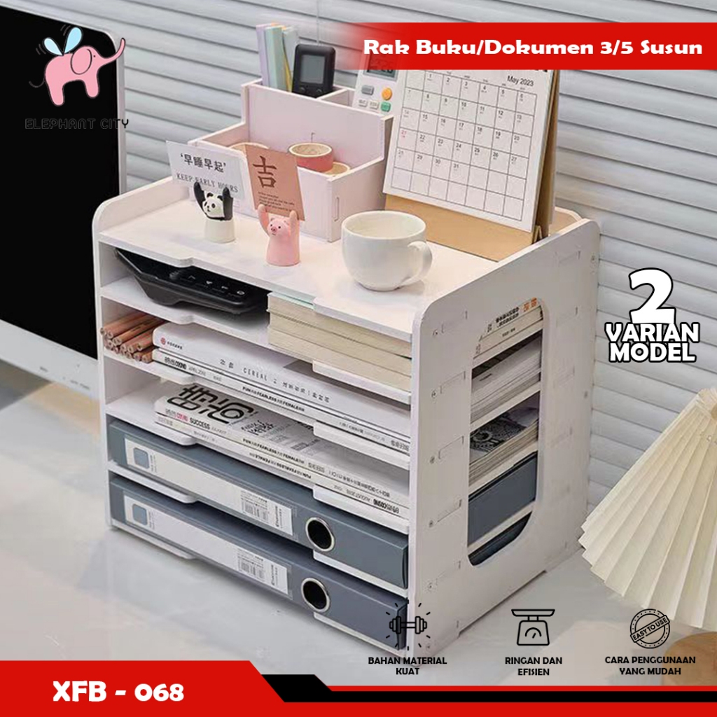 Rak penyimpanan meja rak file multi-lapis rak penyimpanan desktop kertas kantor kreatif - ELEPHANT_C