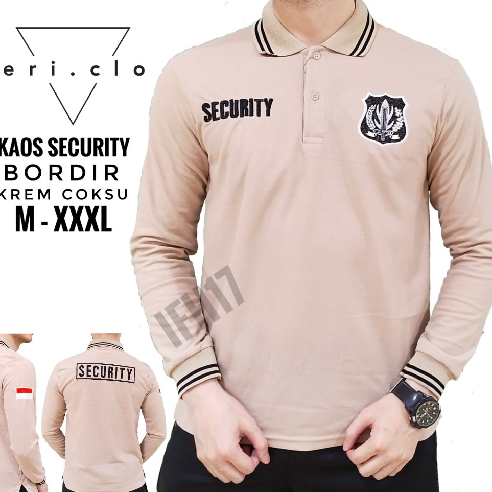 Promo KAOS SECURITY BORDIR LENGAN PANJANG  BAJU KERAH SATPAM SECURITY  KAOS KERAH SATPAM TERBARU
