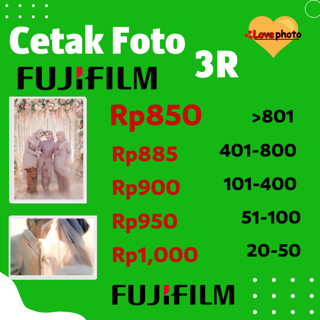 Cetak foto fujifilm Cetak 3R 9X13 kualitas lab  Full Print Mesin NORITSU Kualitas Terbaik Ter murah
