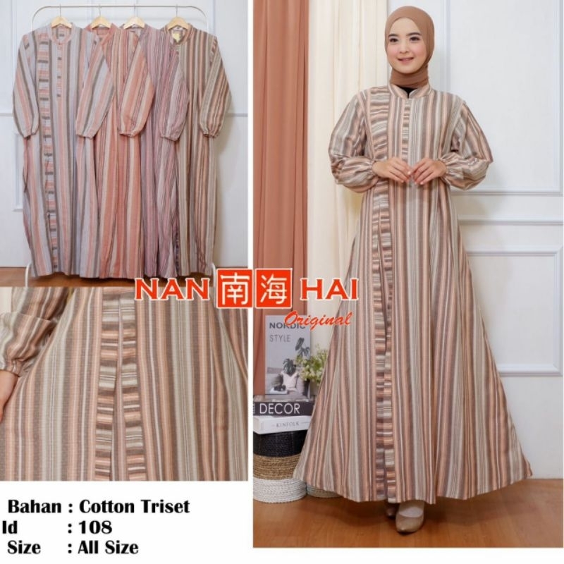 Gamis dress katun triset salur
