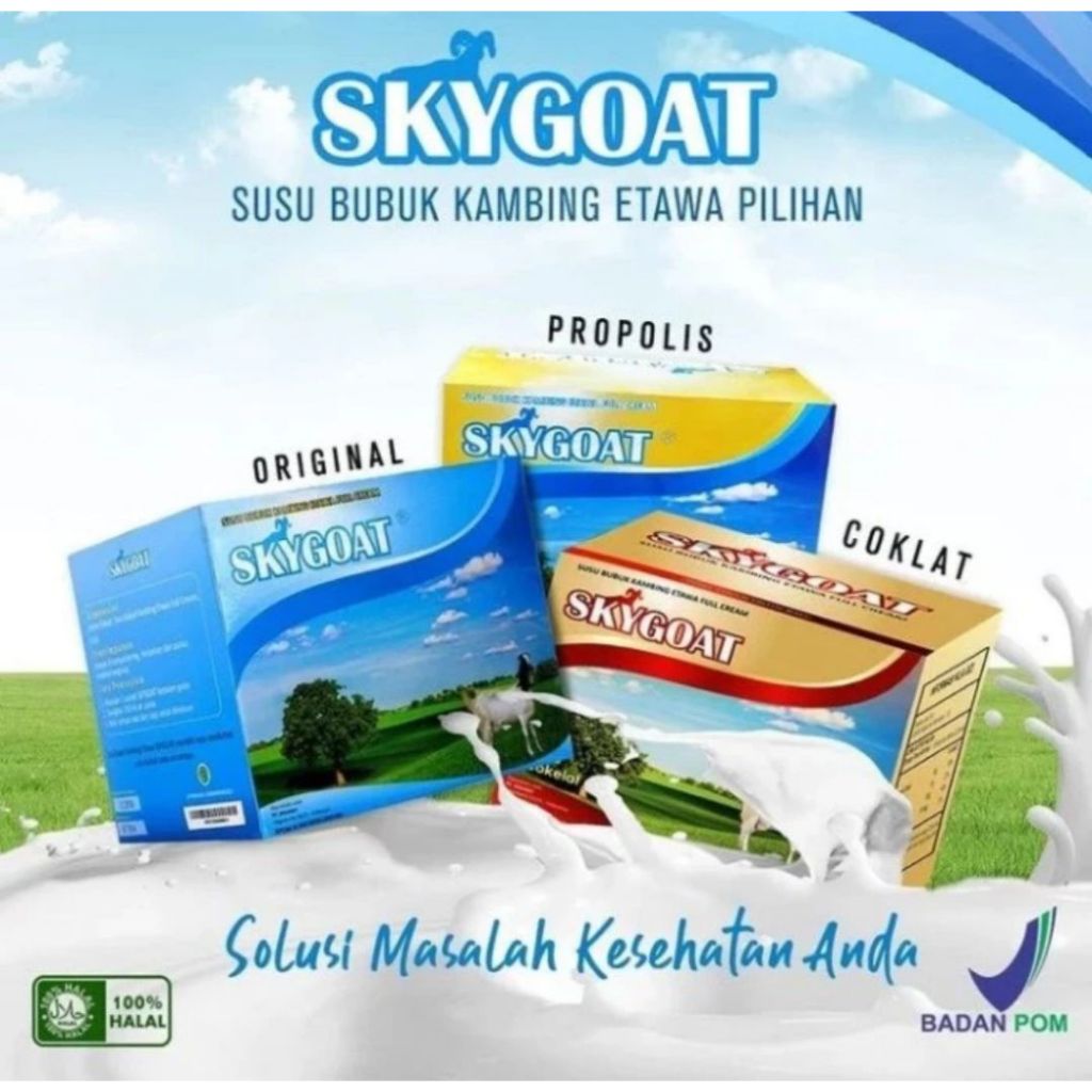 

Susu Kambing Etawa Sky Goat Isi 10 Sachet | Susu Bubuk Full Cream / skygoat rasa Original dan Coklat