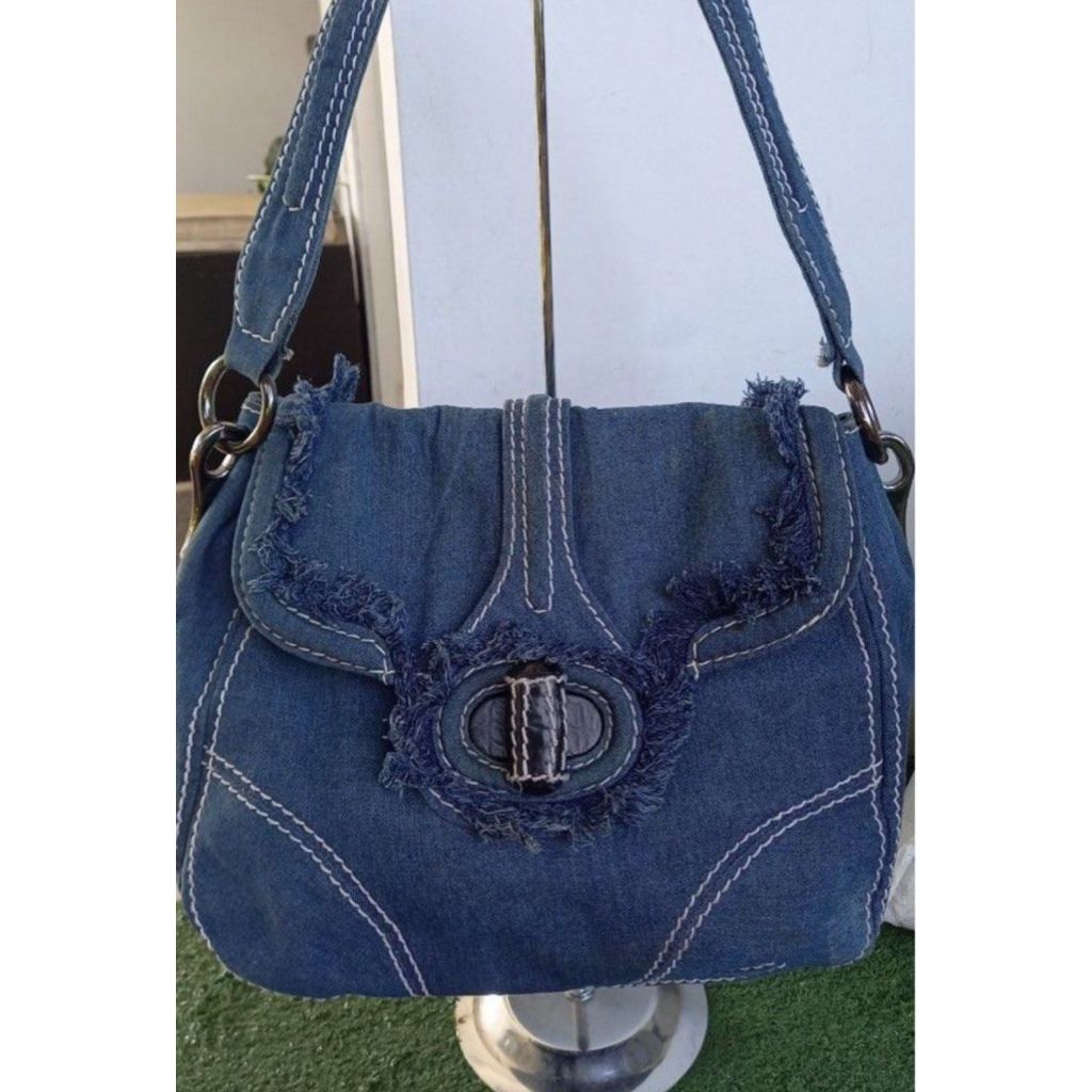 PRADA Denim Bag Mix Leather