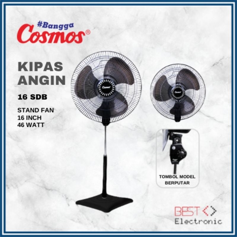 Kipas Angin Berdiri Cosmos 16 SDB Kaki Kotak Stand Fan Cosmos 16SDB Kipas Cosmos 16-SDB