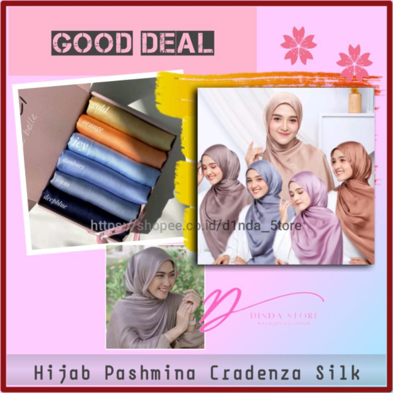Hijab Pashmina Cradenza Kerudung Silk Segiempat Jilbab Luxury Tekstur Polos Fashion Muslim Banjarmas