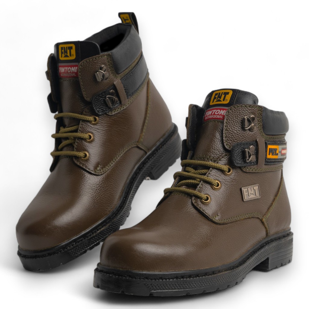 Sepatu Pria Boots Safety Kulit Fintoni Steel Toe 6911