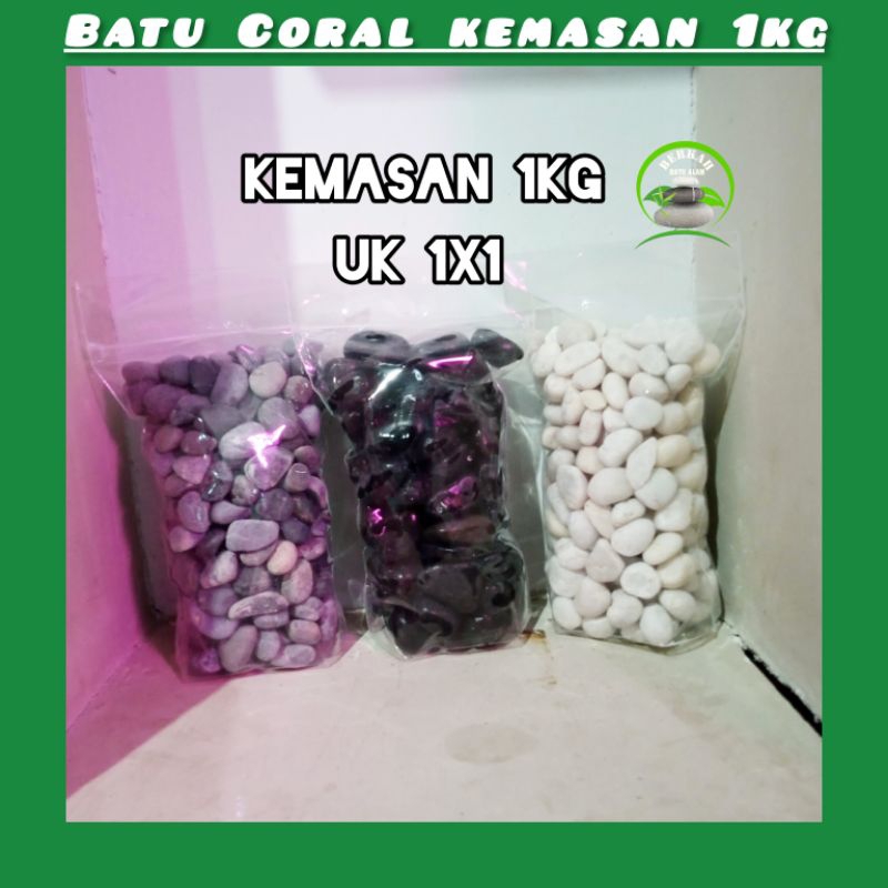 Batu Coral putih kemasan 1kg / hiasan Aquarium, taman kuburan dll/ berkahbatualam