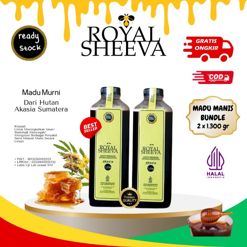 

madu murni royal sheeva halal mui madu hutan akasia sumatera bundle dua botol 1.300 gr