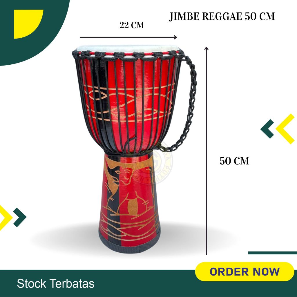 Termurah Gendang Kendang Jimbe Darbuka 50 cm Edisi Spesial Black Matte Kulit Asli