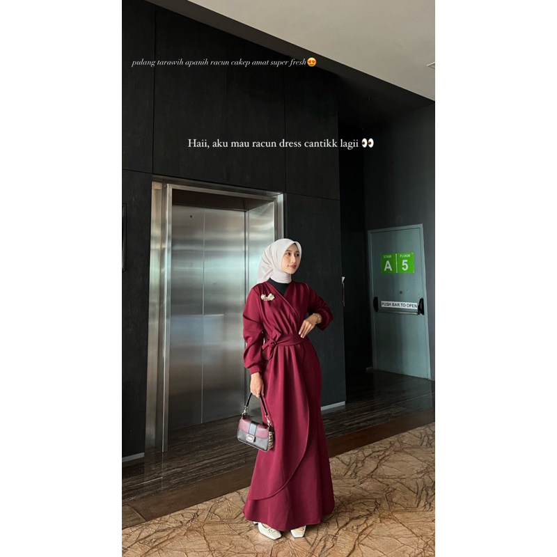 TALITA DRESS - DRESS KOREAN STYLE FIT BODY GAMIS  DRESS REMAJA PREMIUM KEKINIAN DRESS BELT BEST SELLER GAMIS BANGKOK GABIS MERMAID LONG DRESS KOREAN MAXI GAUN PESTA BAJU MUSLIMAH SEMI KATUN PRESS BODY FIT BODY PREMIUM GAMIS MALAYSIA POLOS DRESS LEBARAN-Maroon