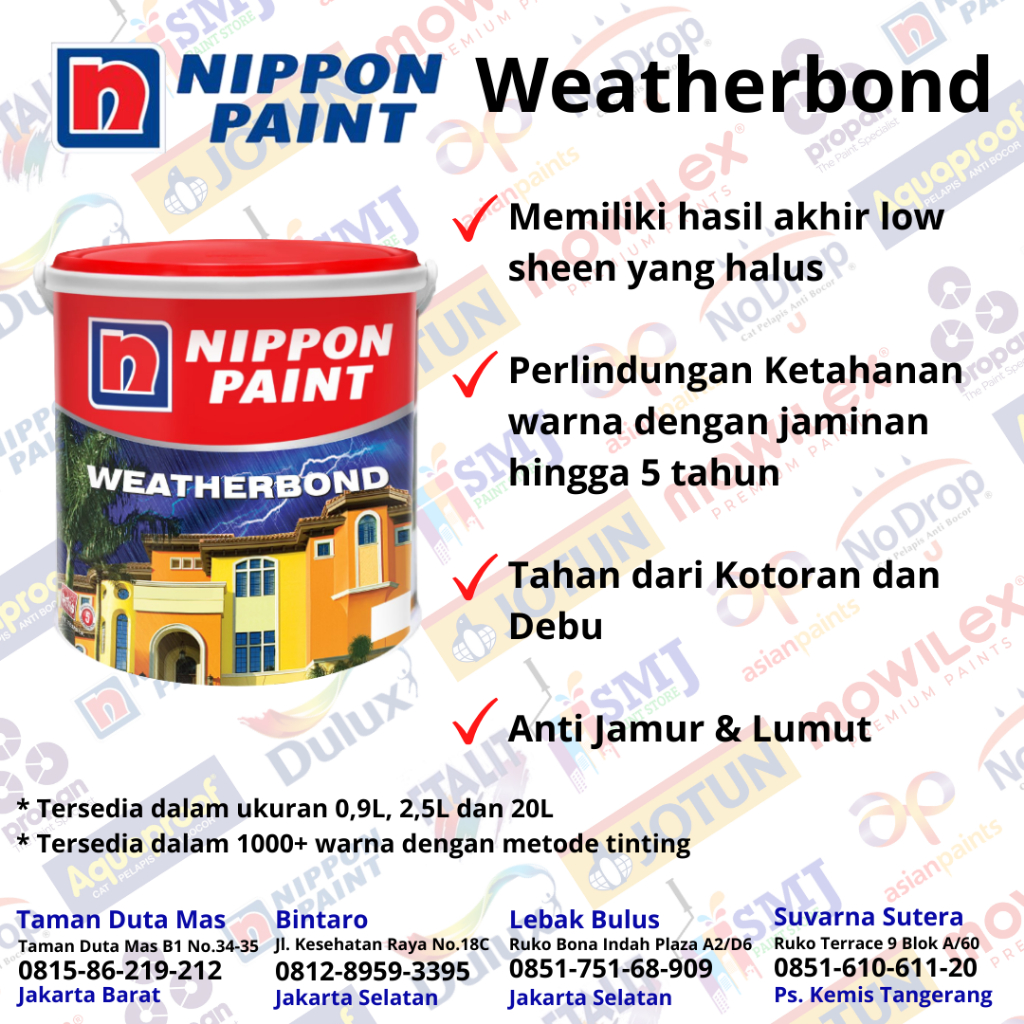 CAT TEMBOK EXTERIOR NIPPON PAINT WEATHERBOND KEMASAN 1 LTR