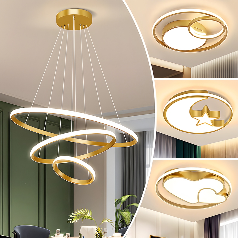【COD】Lampu Plafon Minimalis Modern Lorong  Dekorasi Hias Ring Mewah 3 Warna Ruang Tamu Kamar Tidur Lorong PVC Bulat Persegi Emas Lampu Plafon LED