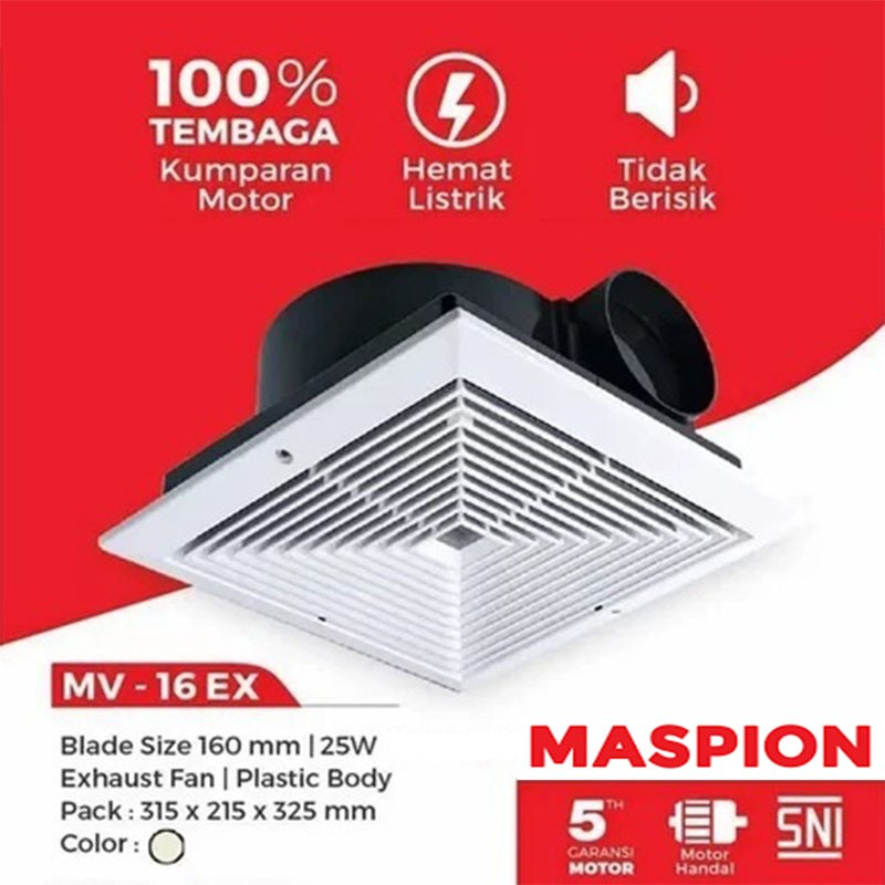 Exhaust Fan Maspion MV-16EX / Blower Plafon/ Penghisap Udara/ Exhaust Fan Plafon GARANSI RESMI