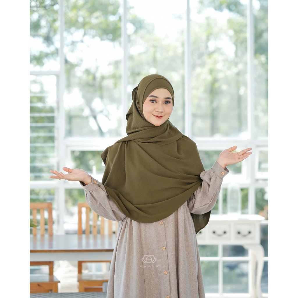 Arafa Hijab - Yumna Pashmina | Yumna Curve Pashmina | Pashmina Oval Syar'i Crinkle