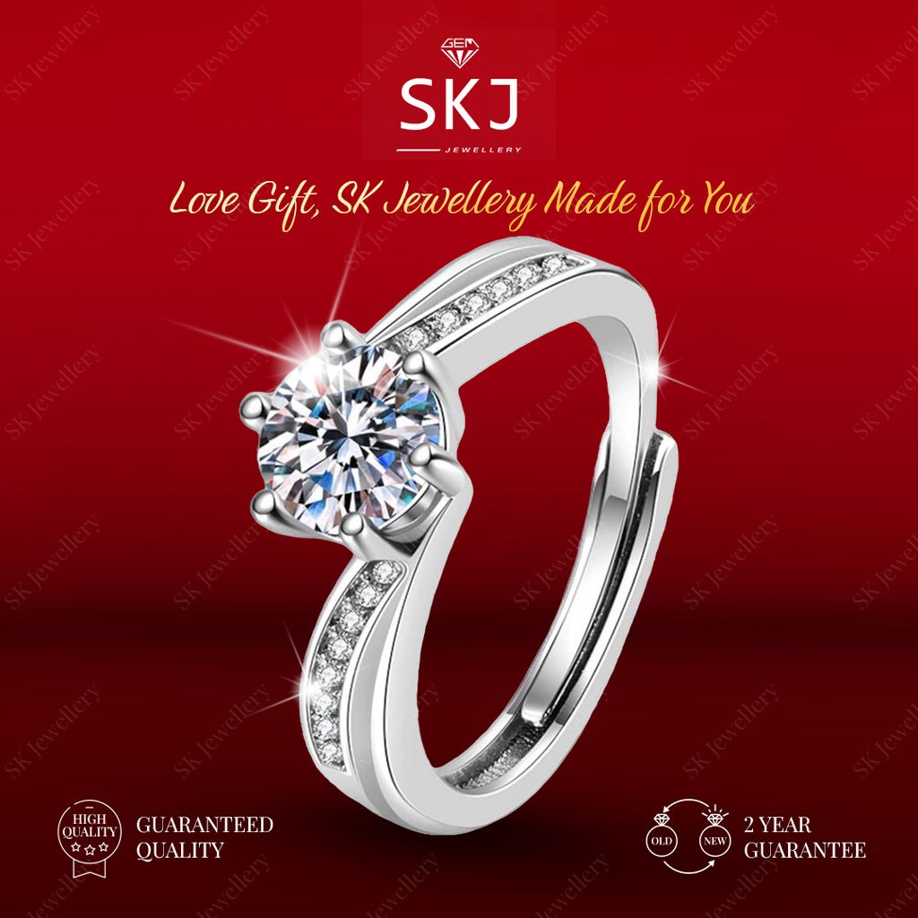SK Jewellery - Garansi 2 Tahun  -  Cincin  Wanita  Fashion Wedding   Nikah Kawin 1 Carat Lapis Emas 