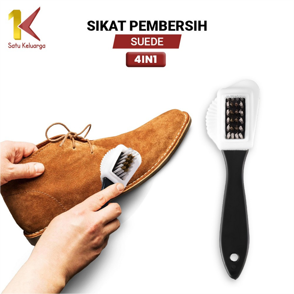 Satu Keluarga Sikat Sepatu Suede 4IN1 Multifungsi C1056 Suede Brush Sikat Pembersih Tas Sepatu Boot 