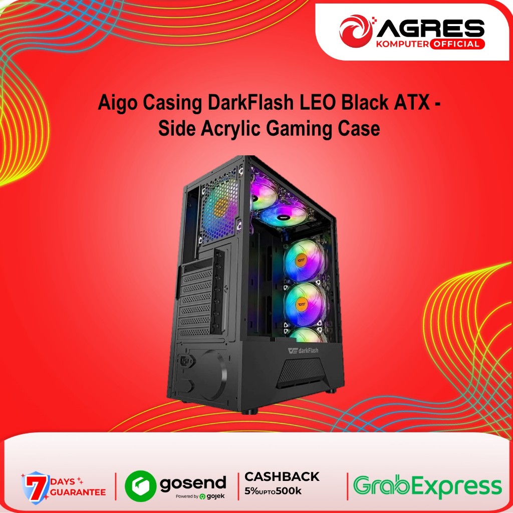 Aigo Casing DarkFlash LEO Black ATX - Side Acrylic Gaming Case