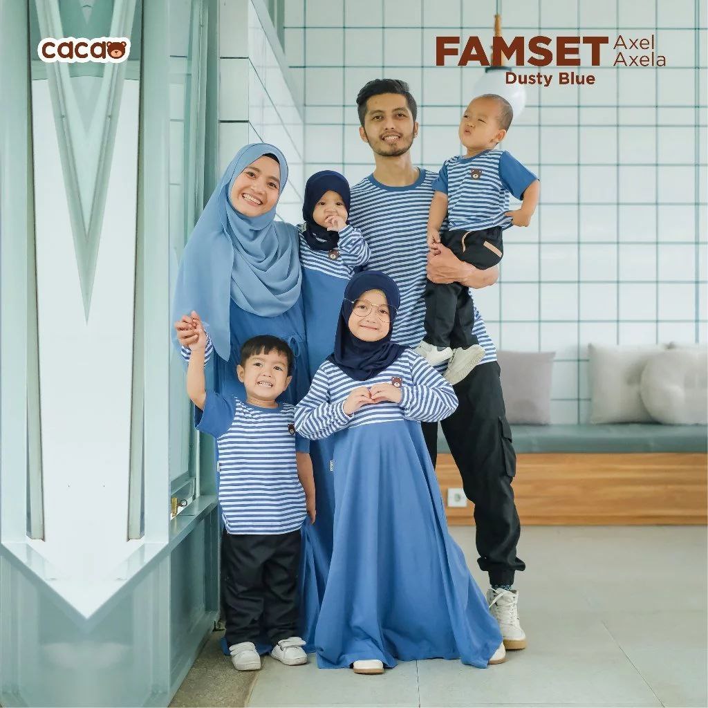 CACAO Family Set Axel Axela BLUE / Sarimbit Keluarga / Pakaian Set Keluarga