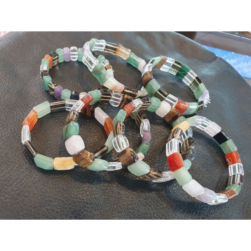 Gelang kalimantan batu akik warna-warni bening