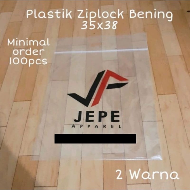 

Plastik Ziplock Bening 35x38 + 7 dengan 2 Warna Sablon 1 sisi